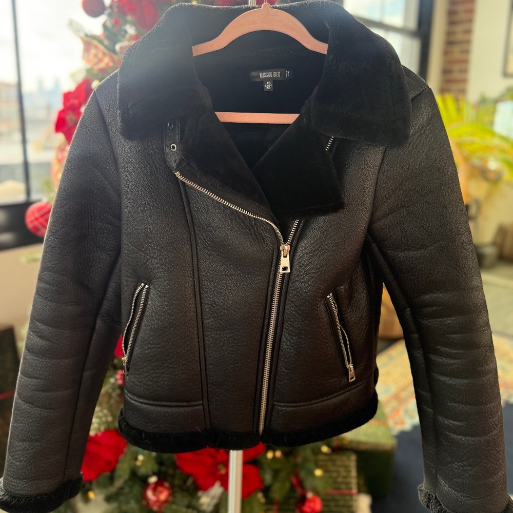 Misguided Leather/Fur Jacket